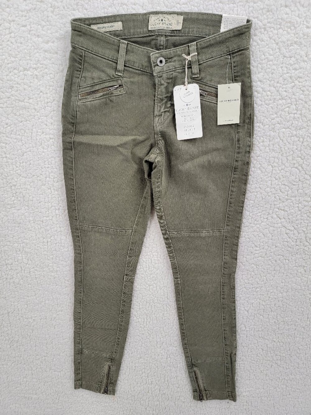 NWT Lucky Brand Brooke Skinny Jeans Women's Size 0 / 25 Zippers Pockets Ankle